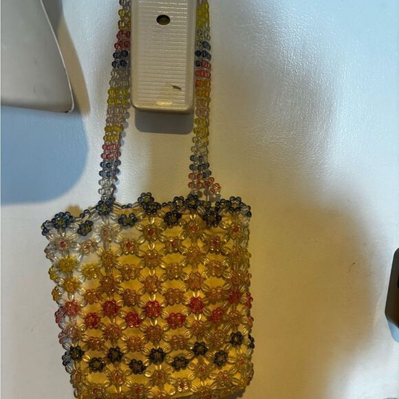 Cynthia Rowley Fun Flower purse  Beaded Kandi Clear Over Lt Canvas Bag handbag - Picture 6 of 6